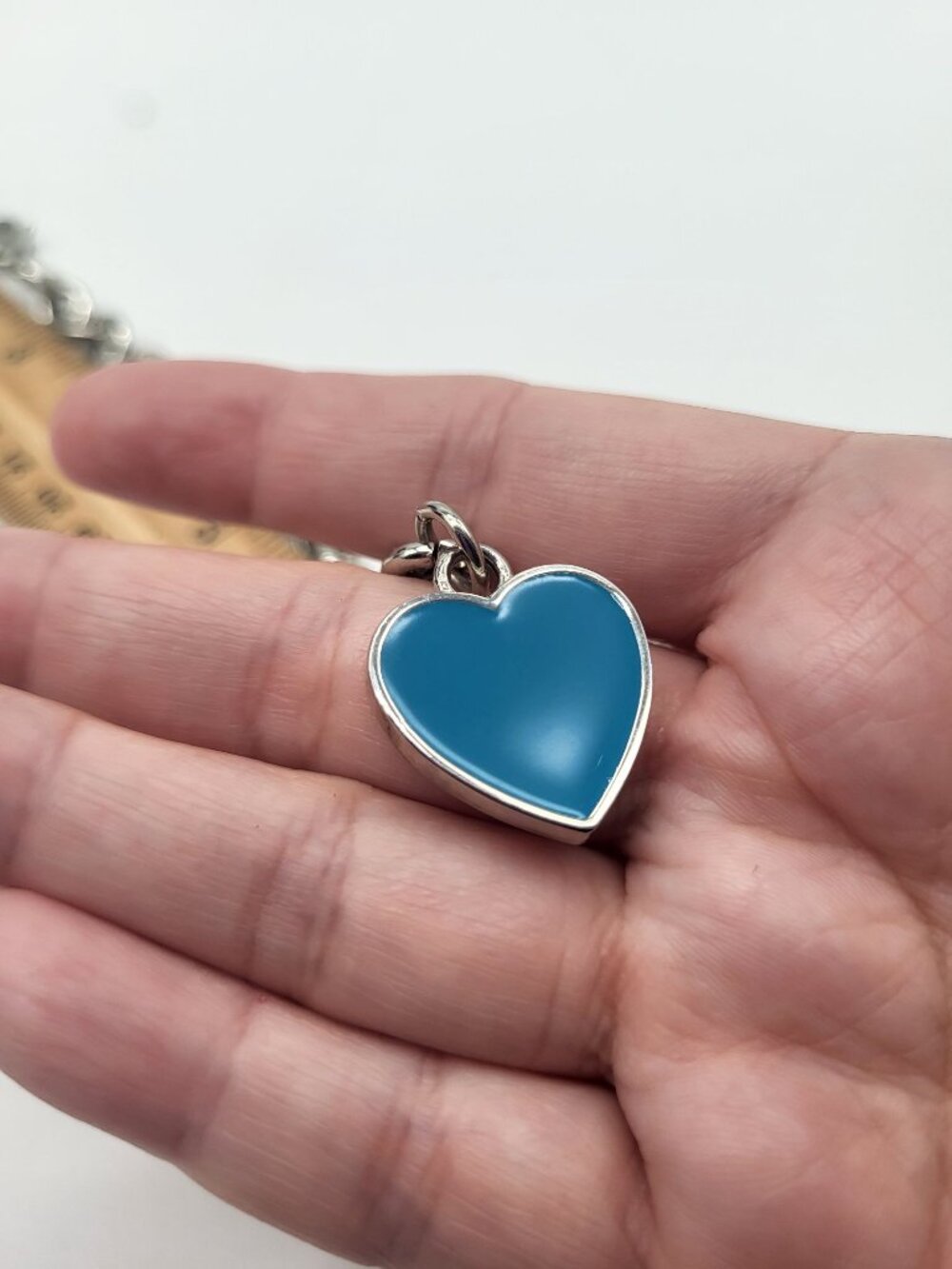Women of Faith Chunky Heart Silver Tone Bracelet Blue Enamel y2k Religious - Picture 6 of 6
